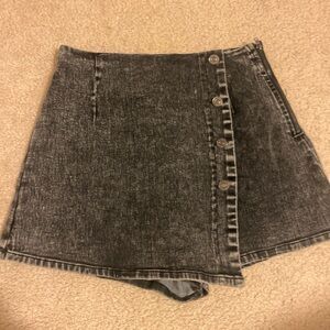 Flying Tomato Dark Gray Button-Up Mini Skirt